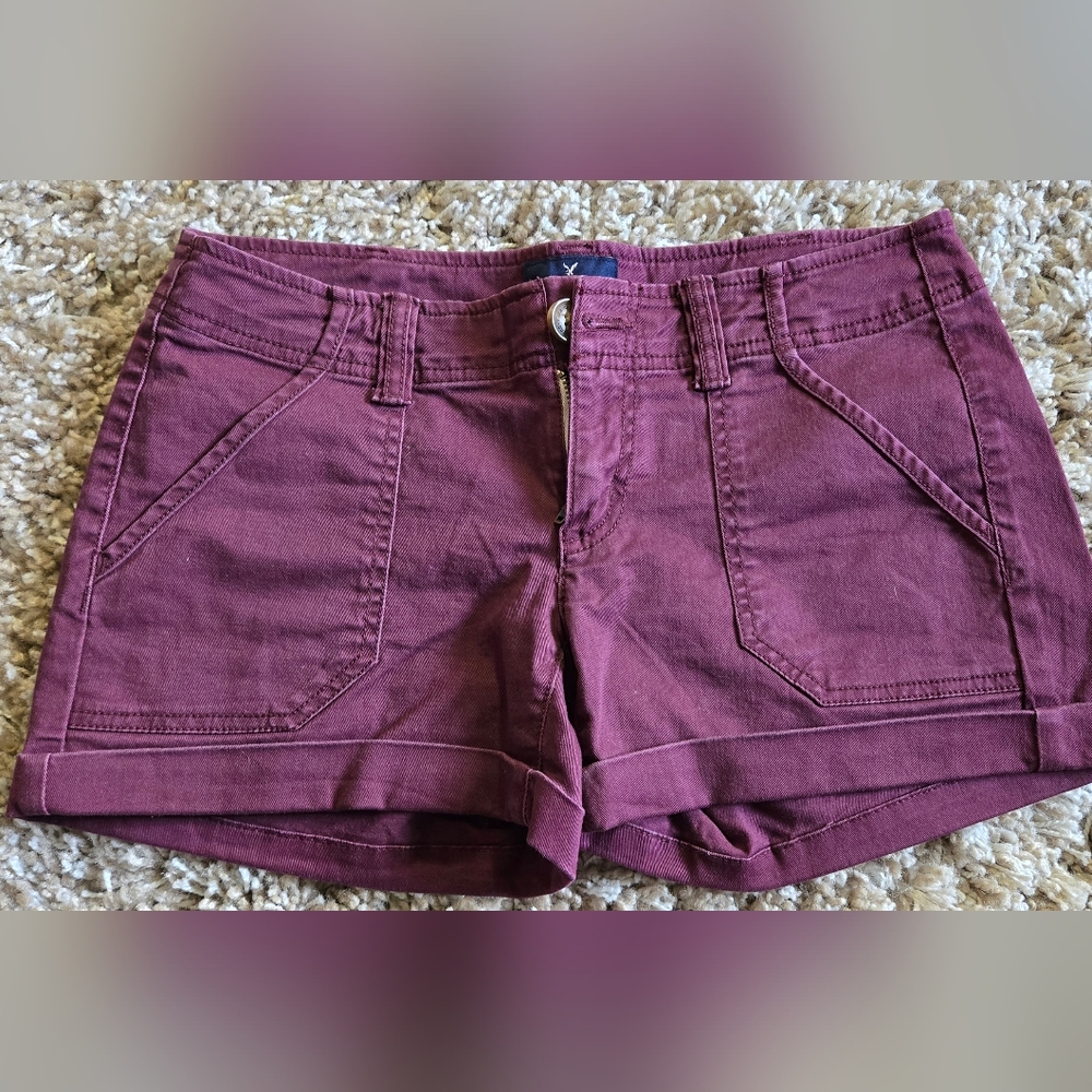 American Eagle womens burgundy stretch midi Shorts